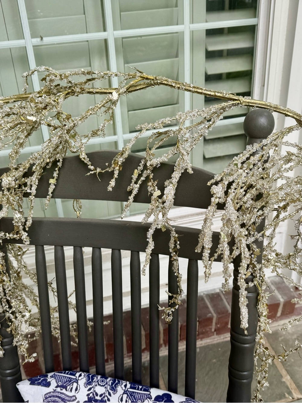 Two Crate and Barrel Gold Iced Garland